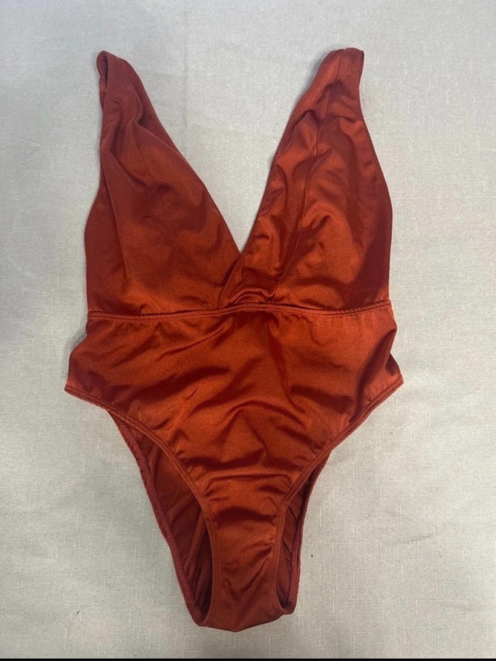 Rust Orange Deep V One-Piece Bodysuit